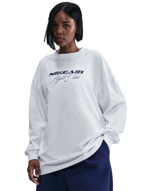 Air Flight Club Oversized Long Sleeve T-Shirt (White)