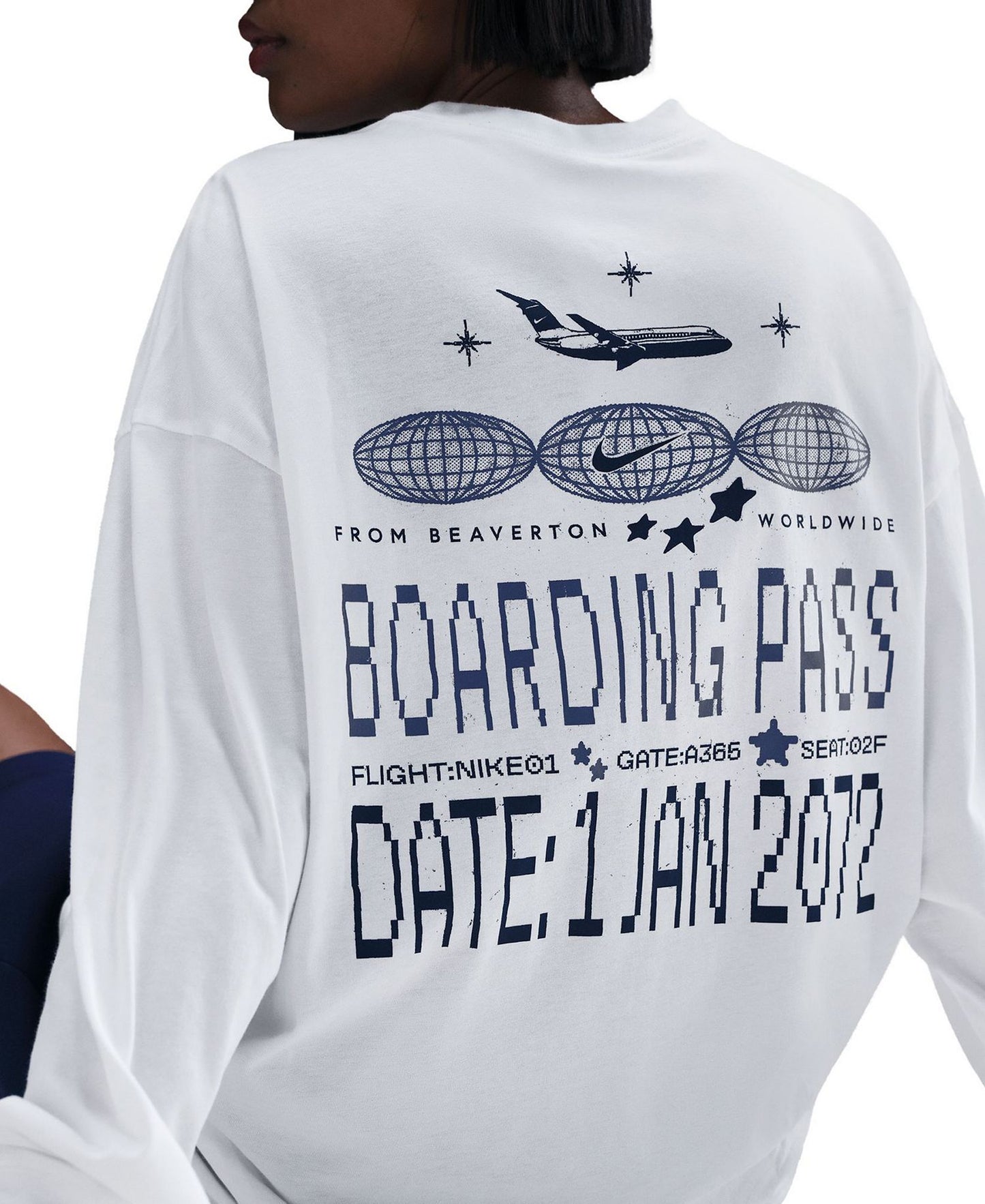 Air Flight Club Oversized Long Sleeve T-Shirt (White)