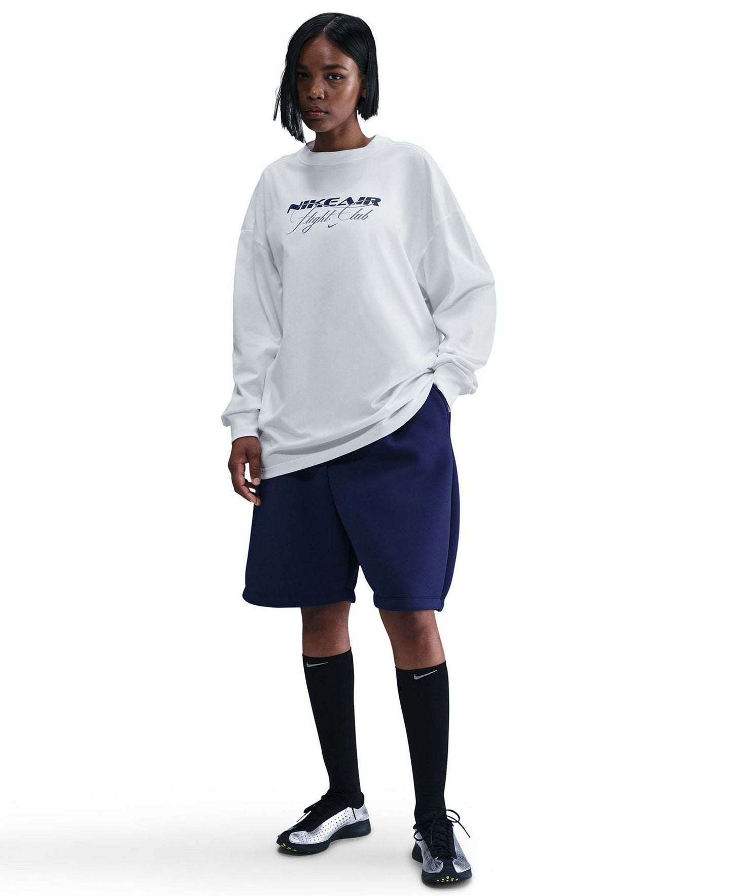 Air Flight Club Oversized Long Sleeve T-Shirt (White)
