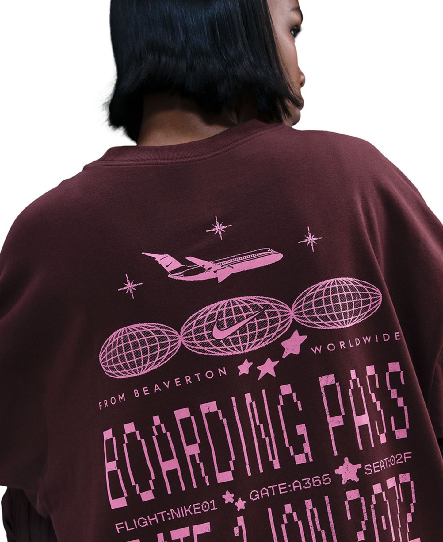 Air Flight Club Oversized Long Sleeve T-Shirt (Burgundy)