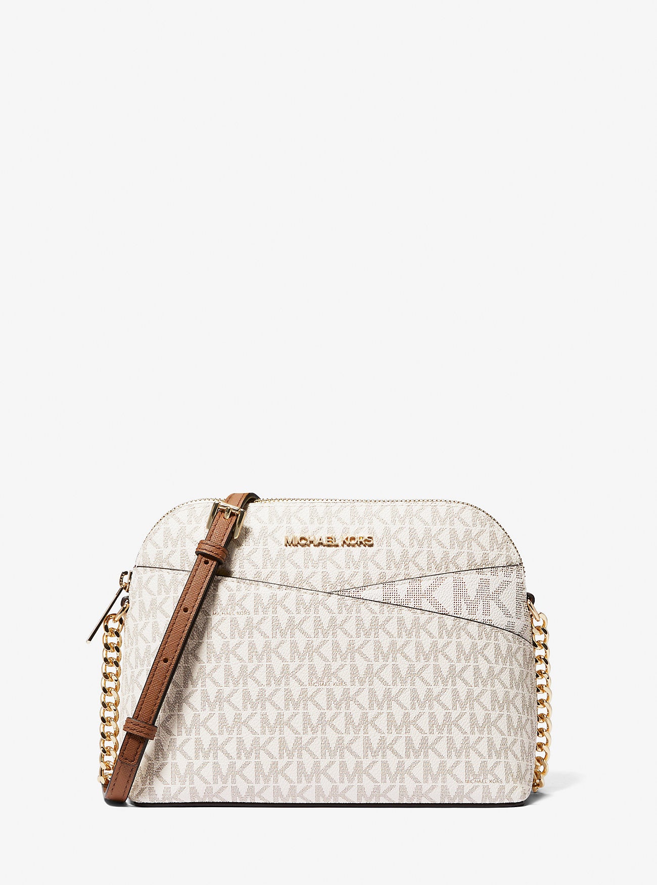 Jet Set Travel Medium Logo Dome Crossbody Bag (Vanilla)