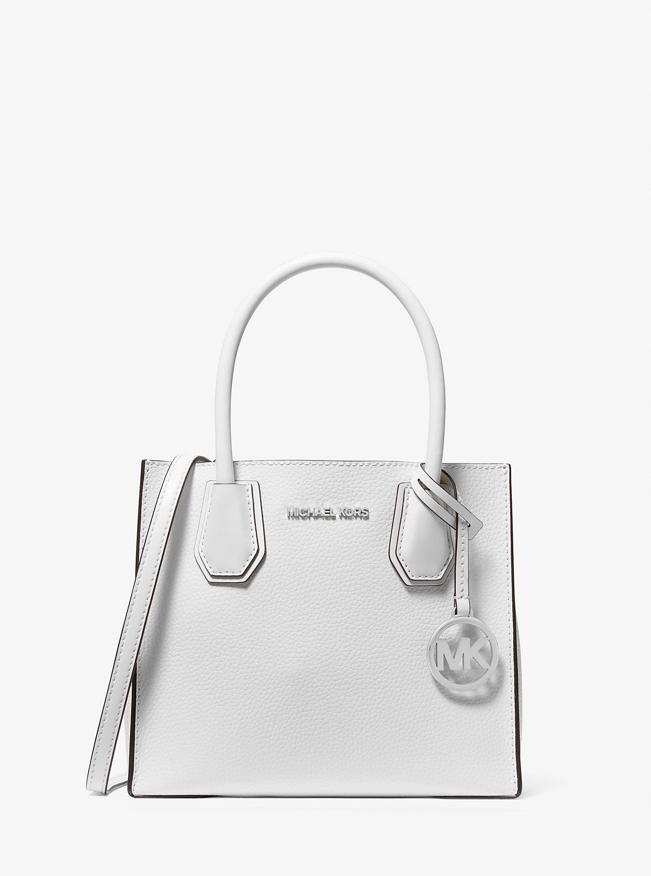 Mercer Medium Pebbled Leather Crossbody Bag (Optic White)