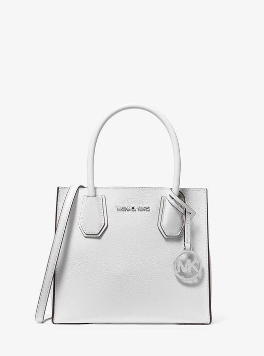 Mercer Medium Pebbled Leather Crossbody Bag (Optic White)