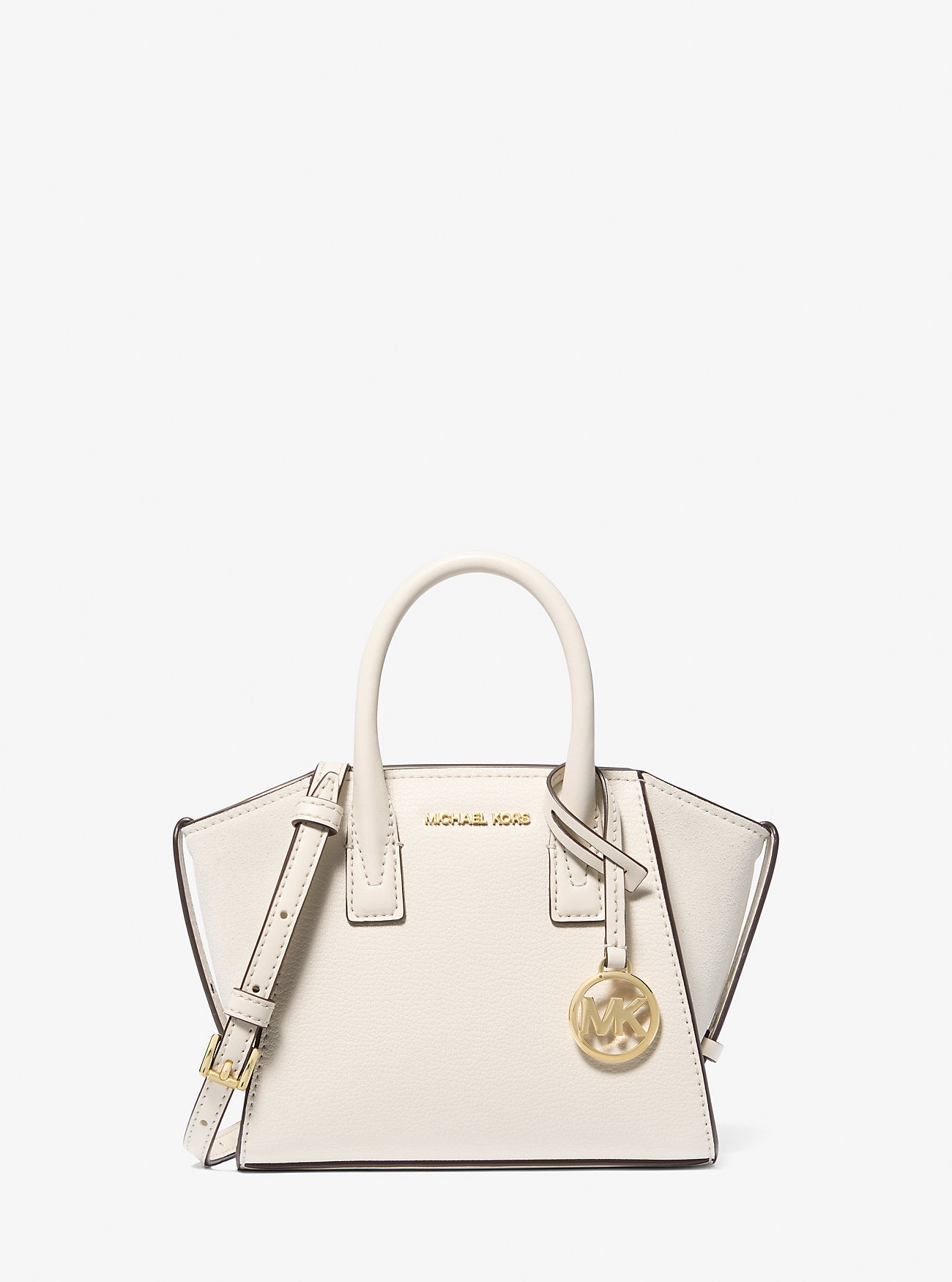 Avril Extra-Small Leather and Suede Satchel (Light Cream)