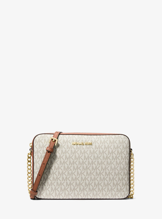Jet Set Large Printed Logo Crossbody Bag (Vanilla)