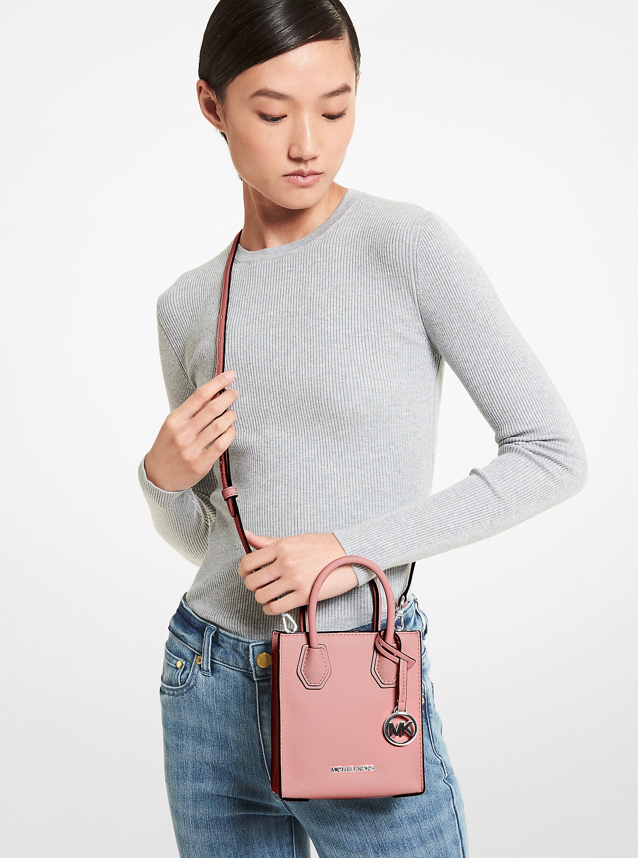 Mercer Extra-Small Pebbled Leather Crossbody Bag (Primrose)