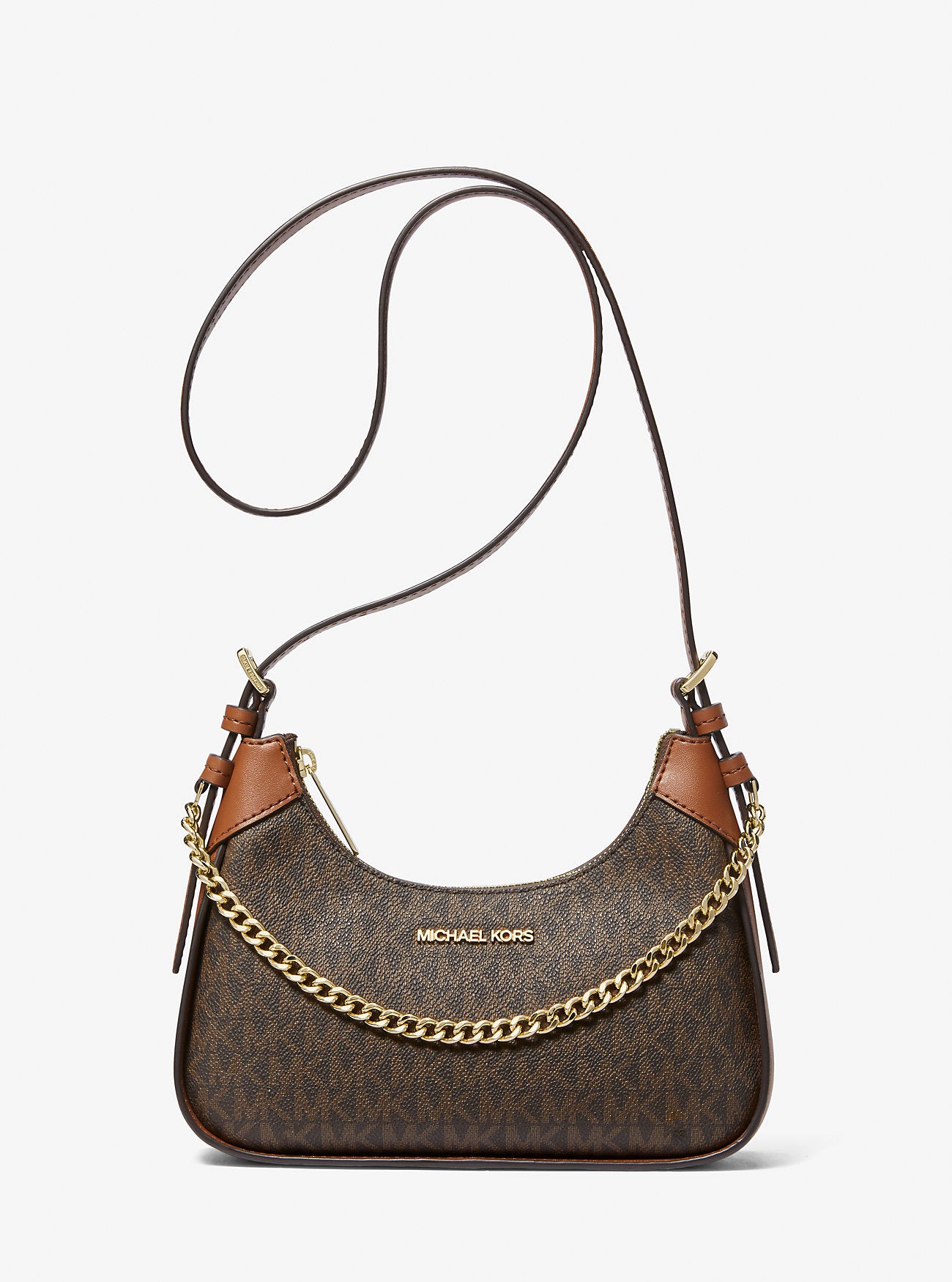 Wilma Small Signature Logo Crossbody Bag (Brown)