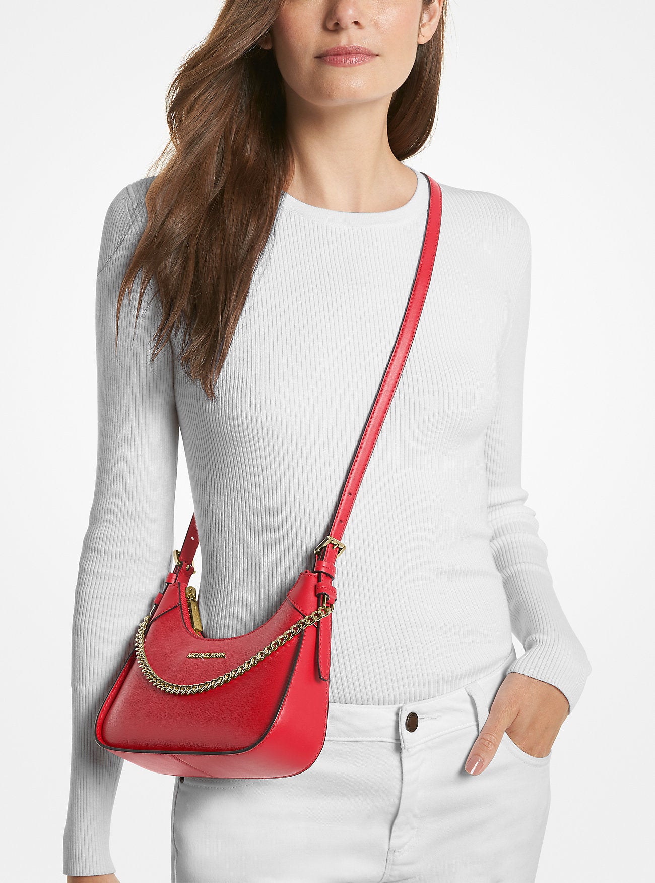 Wilma Small Leather Crossbody Bag (Red)