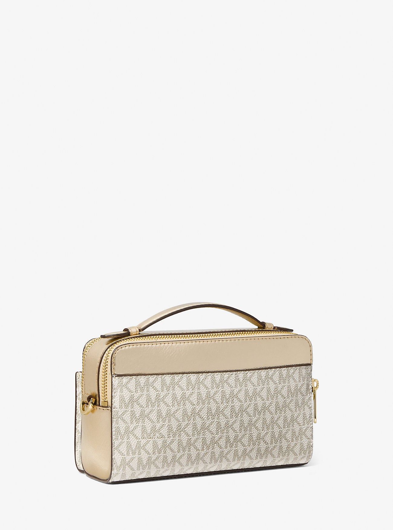 Jet Set Medium Signature Logo and Patent Double-Zip Crossbody Bag (Gold)