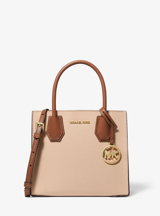 Mercer Medium Two-Tone Pebbled Leather Crossbody Bag (Luggage)