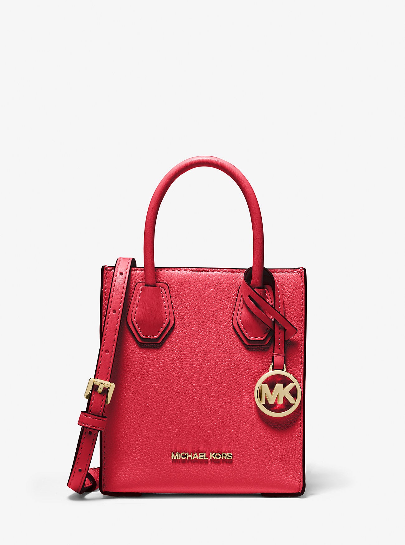 Mercer Extra-Small Pebbled Leather Crossbody Bag (Bright Red)