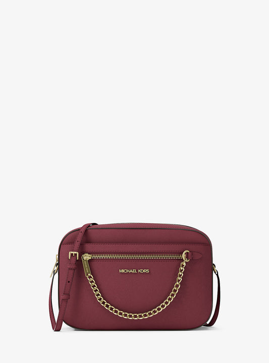 Jet Set Large Saffiano Leather Crossbody Bag (Cherry)