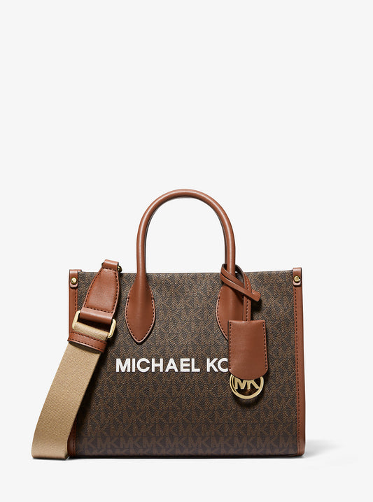 Mirella Small Signature Logo Crossbody Bag (Brown)