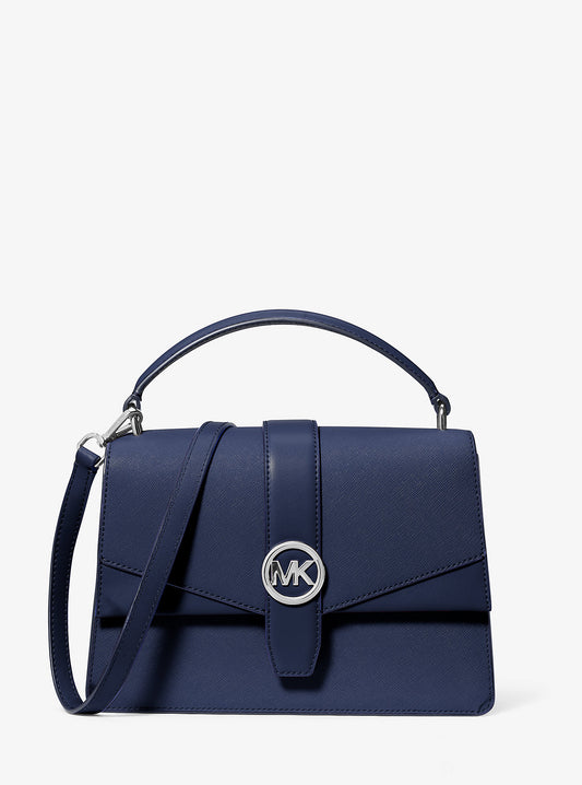Greenwich Medium Saffiano Leather Satchel (Navy)