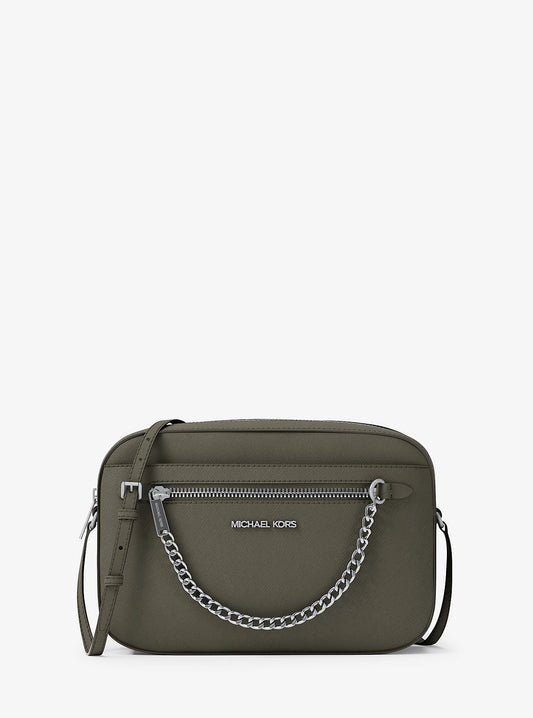 Jet Set Large Saffiano Leather Crossbody Bag (Olive)