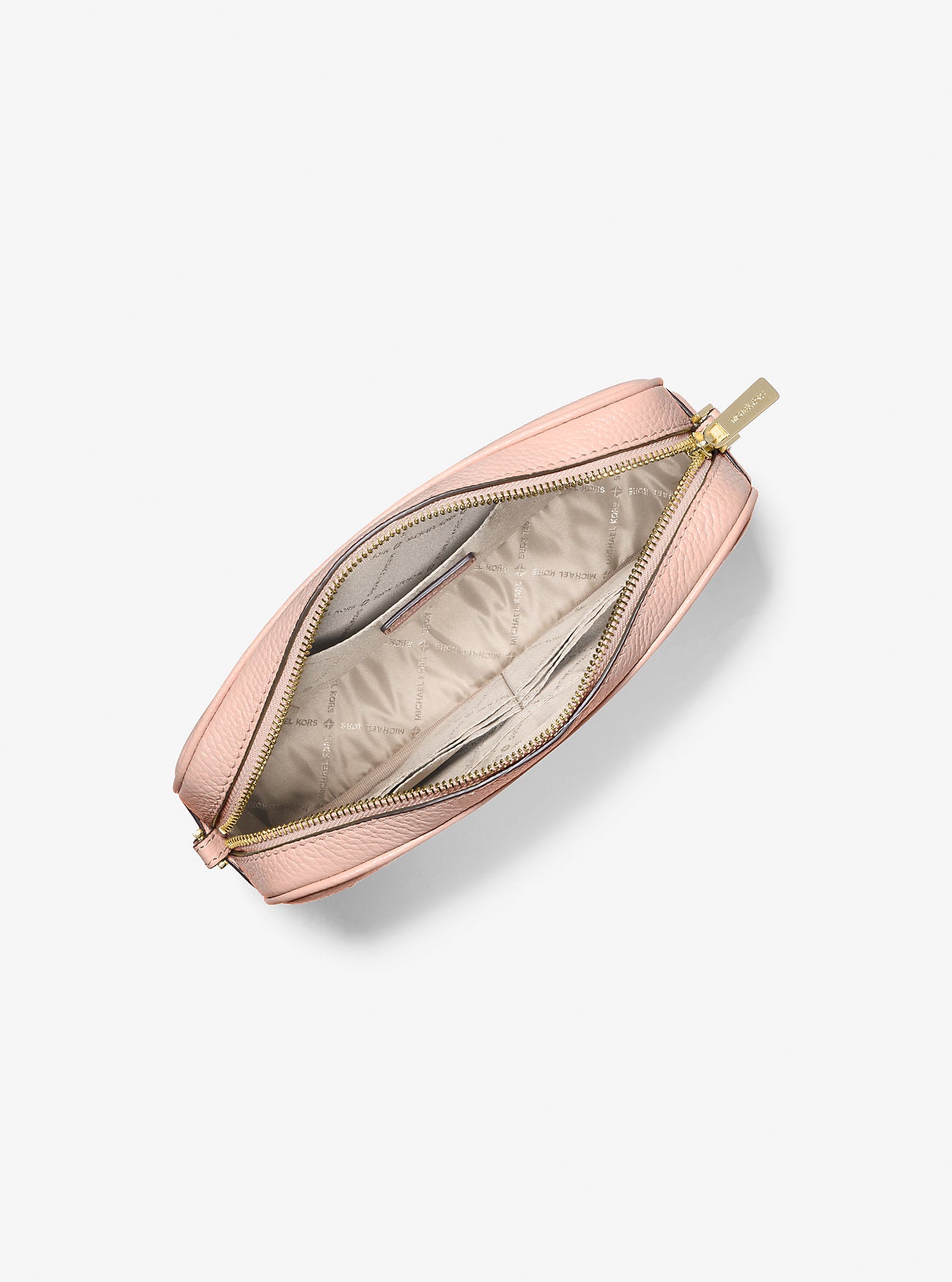 Jet Set Large Pebbled Leather Crossbody Bag (Soft Pink)