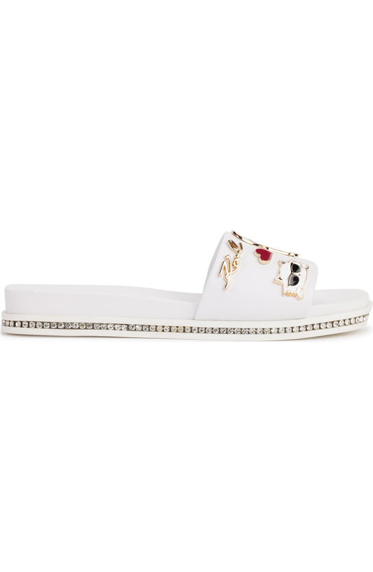 Jeslyn Cate Pins Embellished Slide (Bright White)