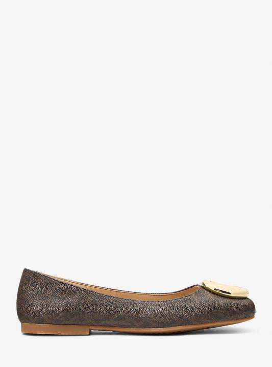 Milan Signature Logo Ballet Flat (Brown)