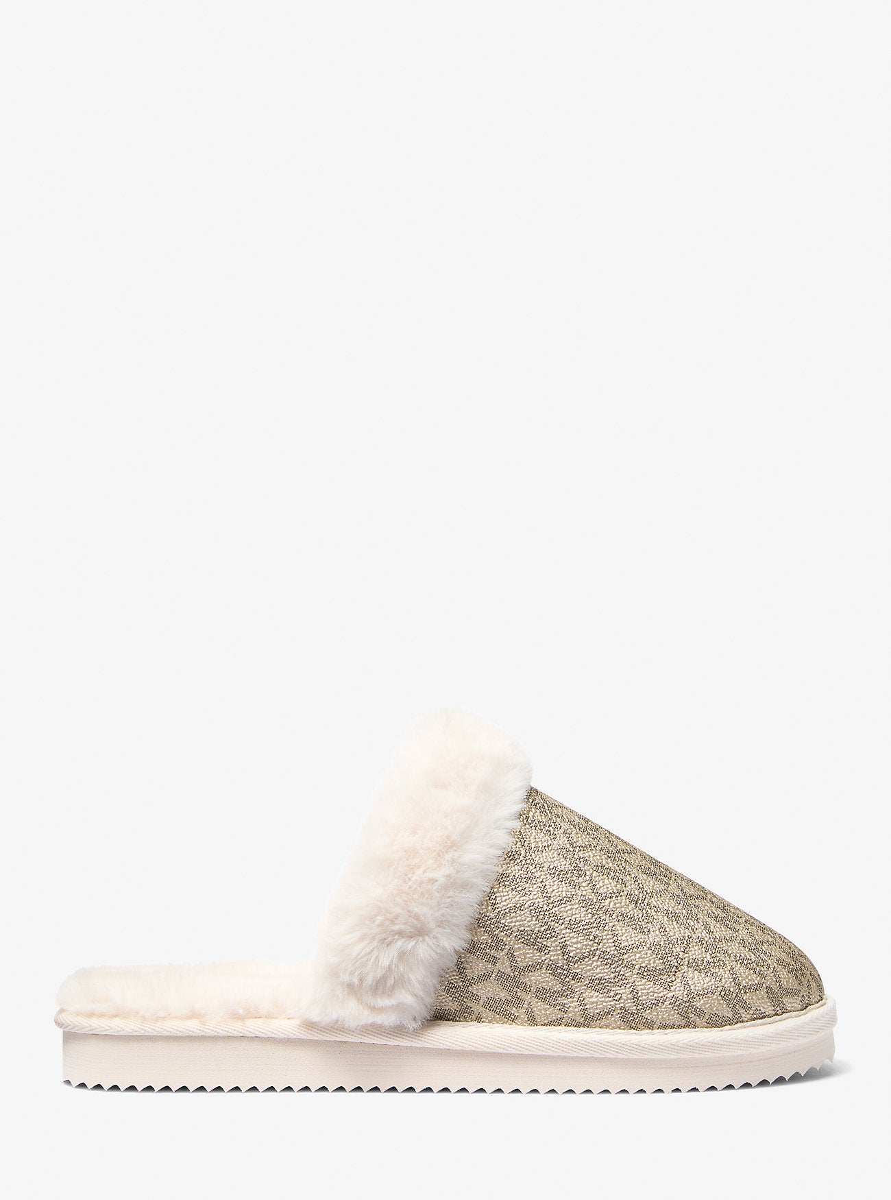 Liddy Metallic Signature Logo and Faux Fur Slipper (Gold)