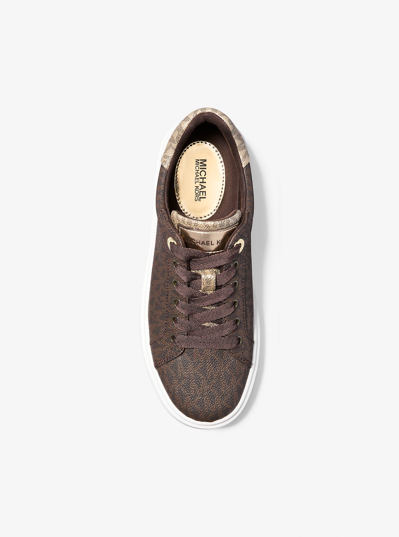 Romey Metallic Two-Tone Signature Logo Platform Sneaker (Brown)
