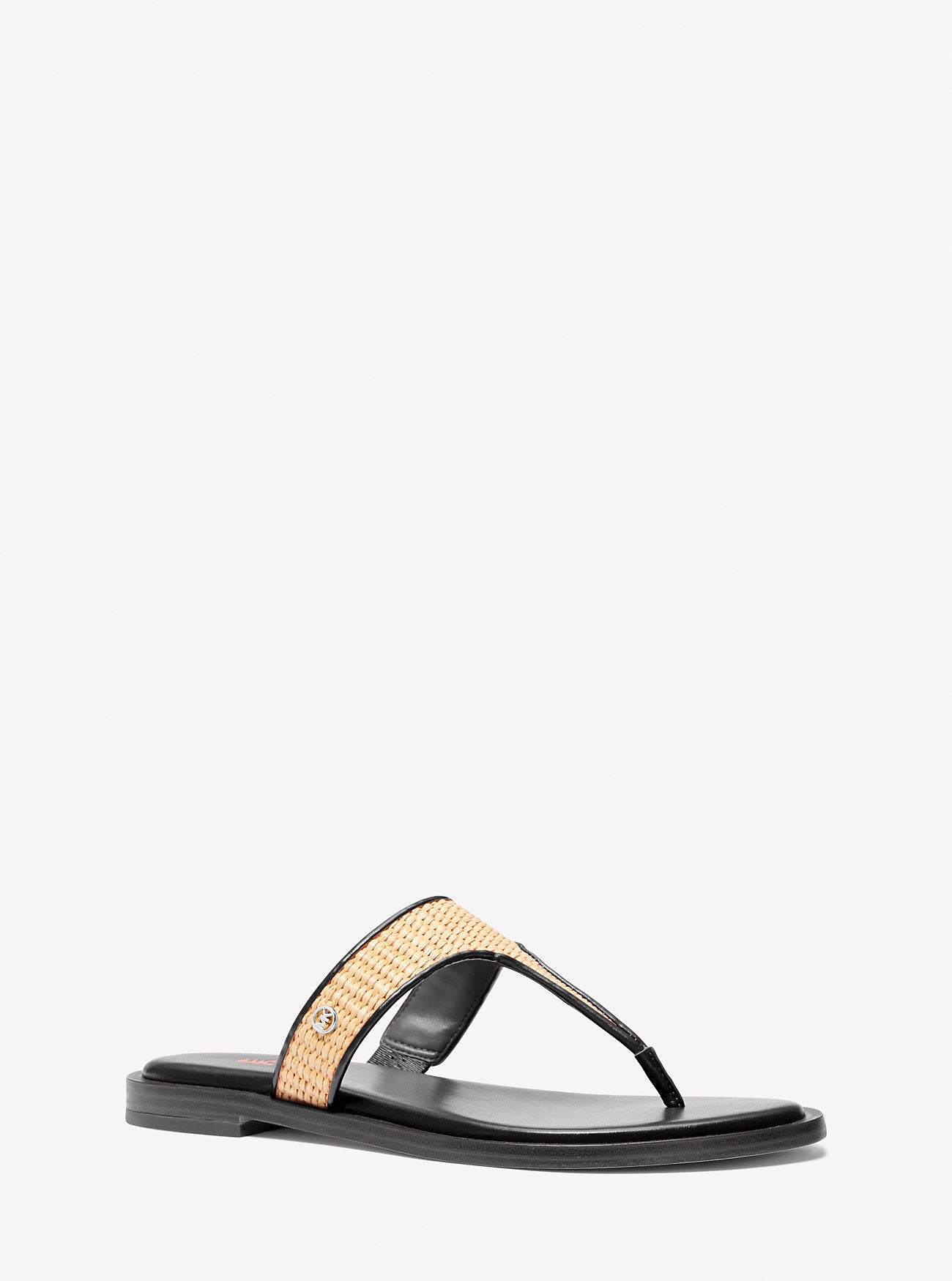 Carson Straw T-Strap Sandal (Black)