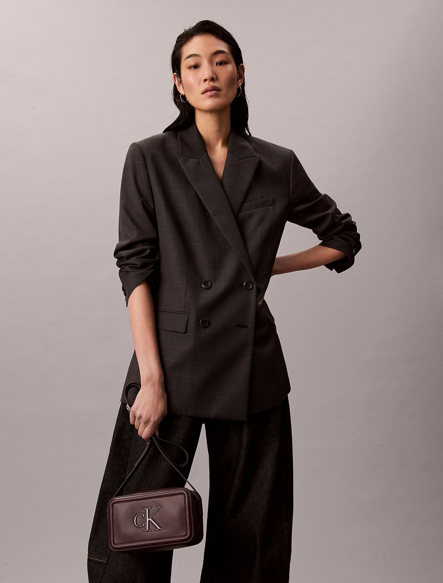 Embossed Monogram Camera Bag (Fudge)