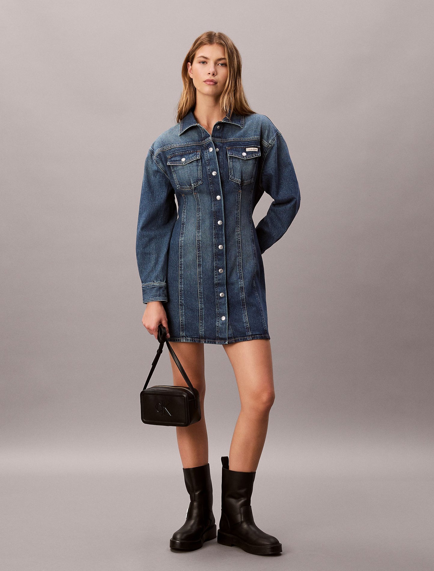 Embossed Monogram Camera Bag (Black)