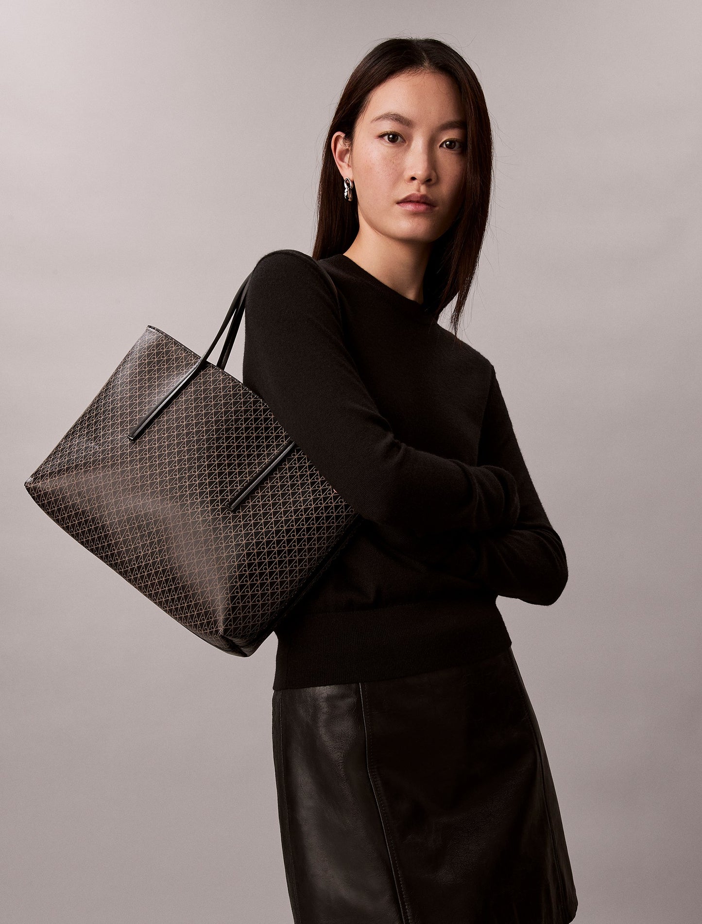 Allover Emblem Logo Small Tote Bag with Pouch