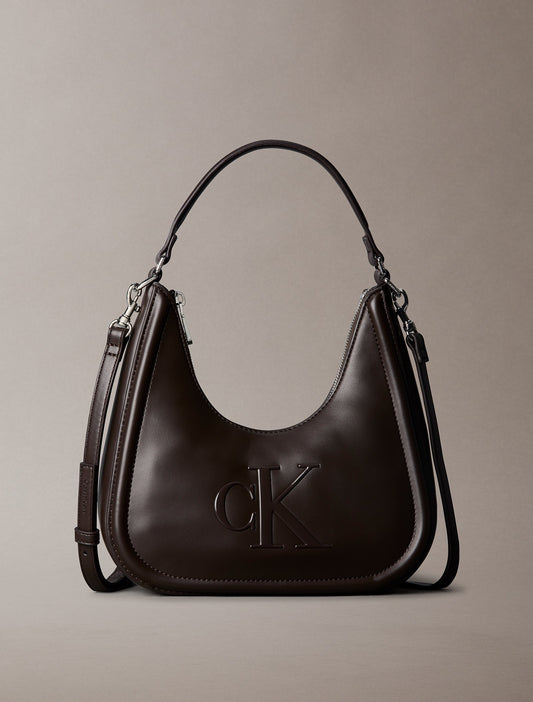 Embossed Monogram Crescent Bag