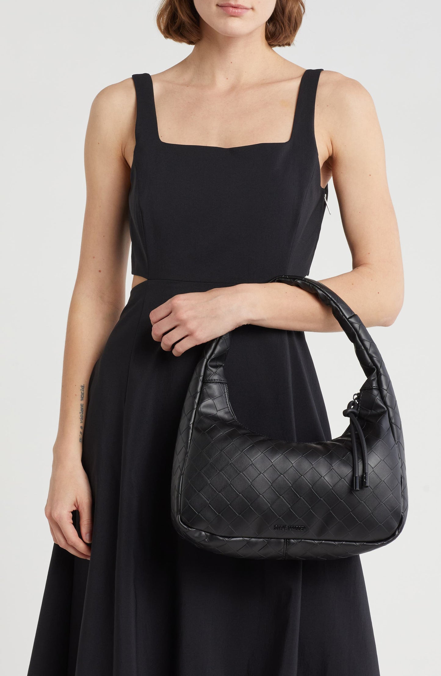 Embossed Shoulder Bag (Black)