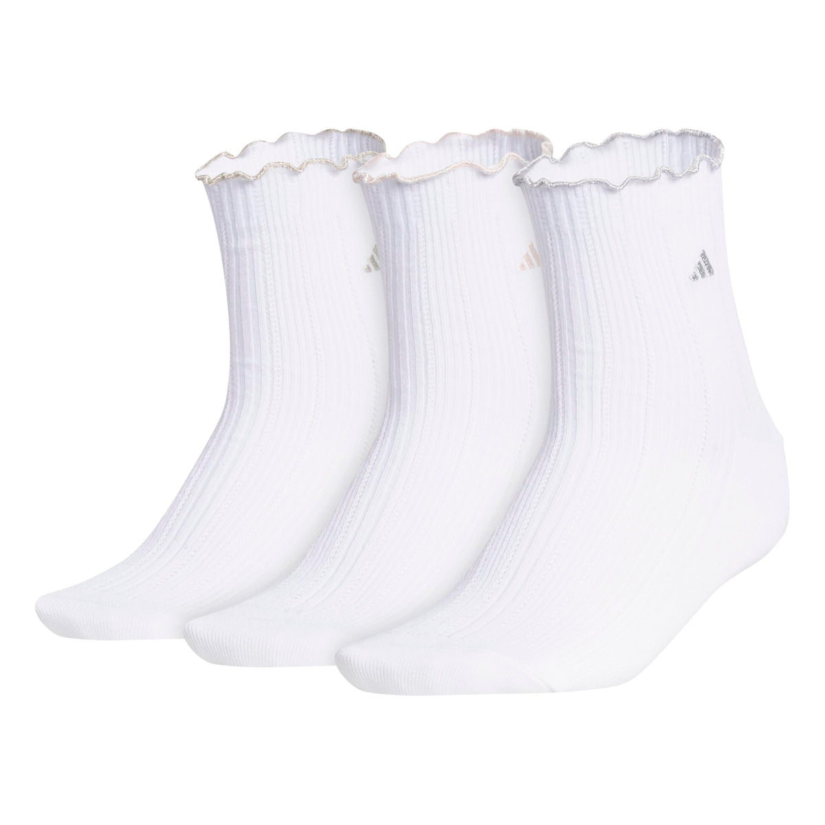 adidas Women's Ruffle Quarter Ankle Socks 3 Pairs