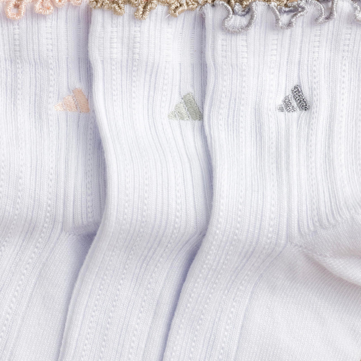 adidas Women's Ruffle Quarter Ankle Socks 3 Pairs