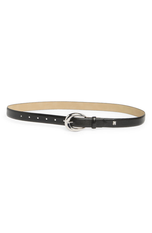 Lizard Embossed Faux Leather Belt (Black)