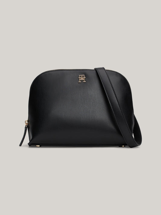 Monogram Plaque Crossbody Bag (Black)