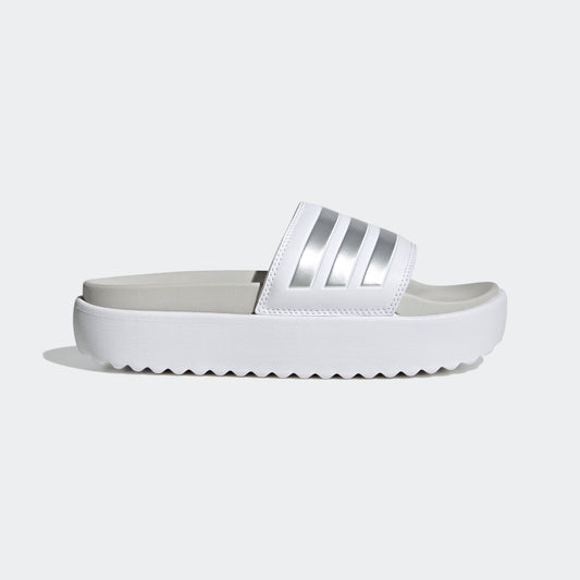 Adilette Platform Slides (White / Metallic)