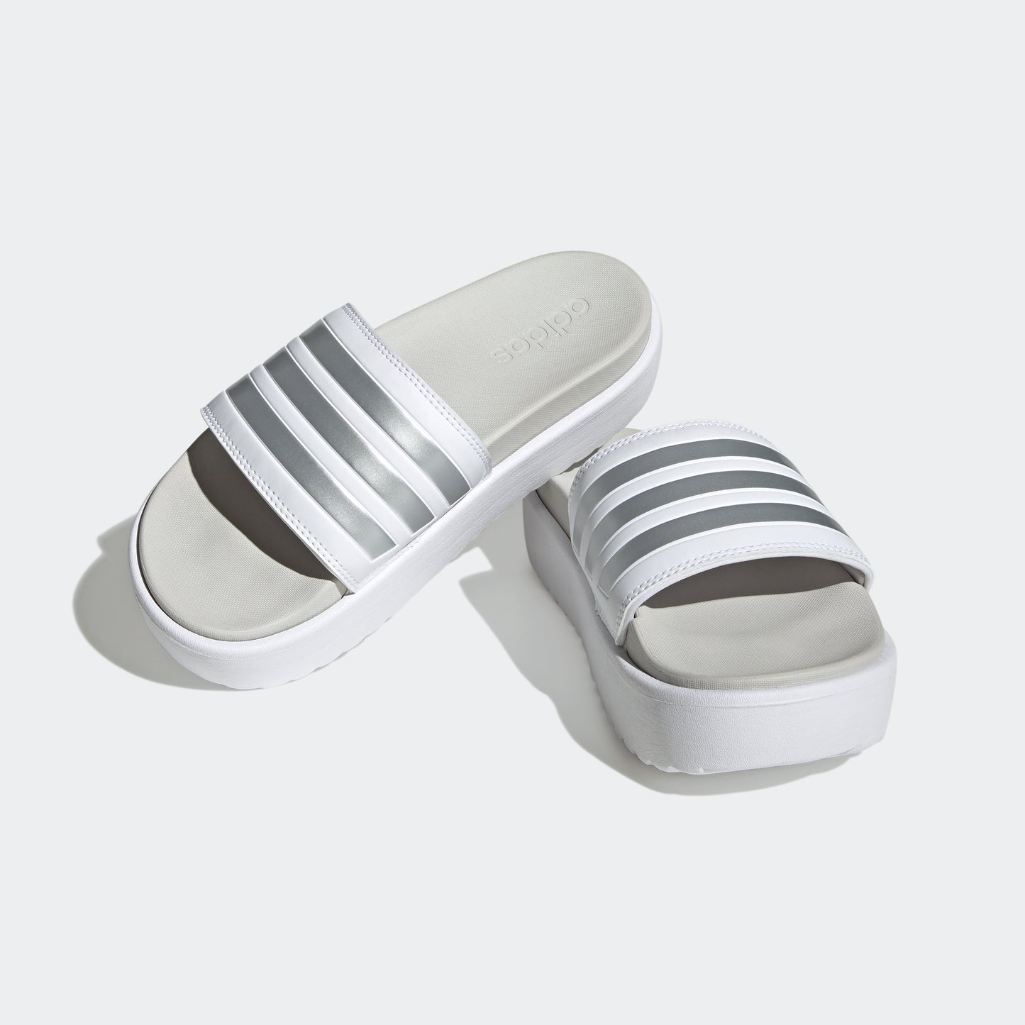 Adilette Platform Slides (White / Metallic)