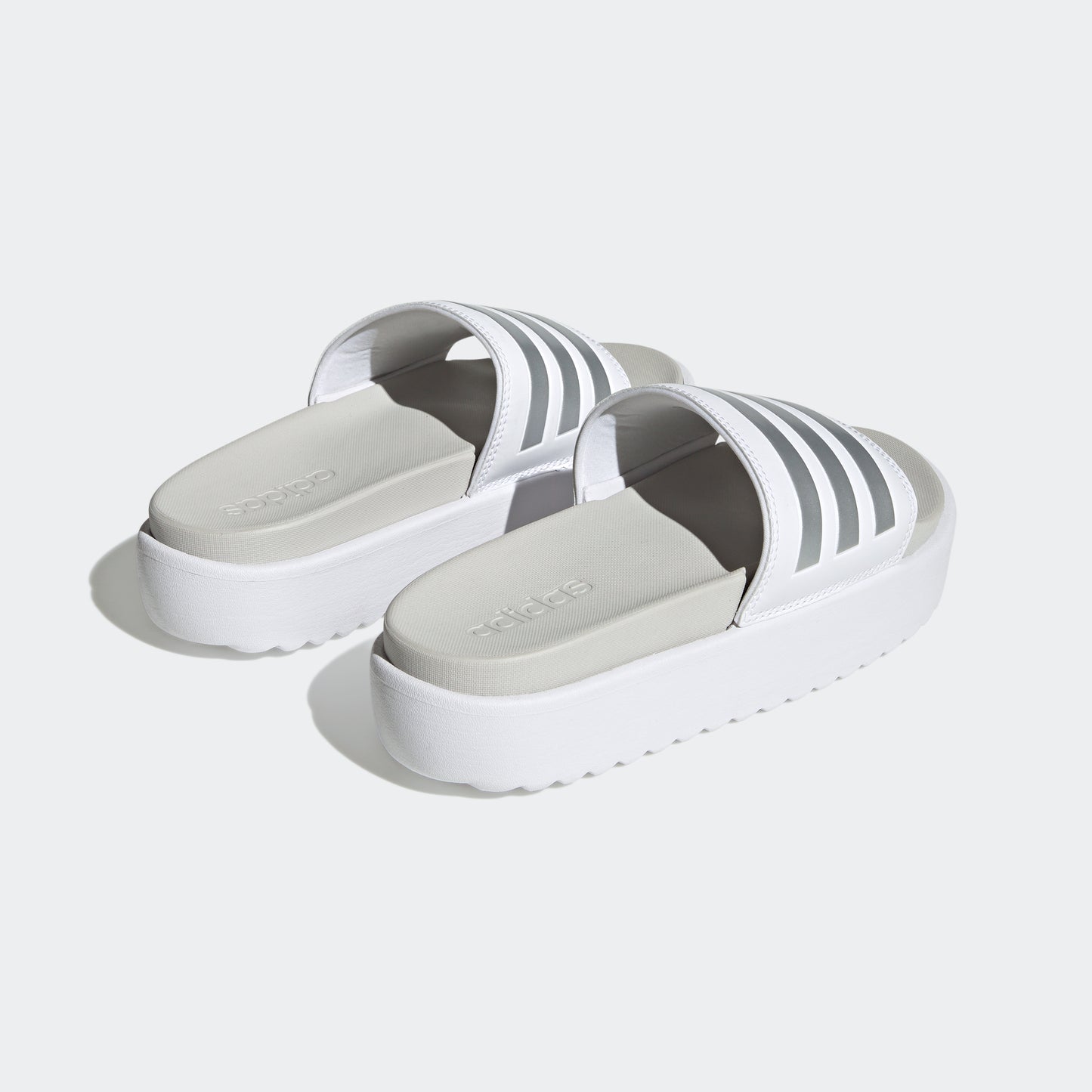 Adilette Platform Slides (White / Metallic)