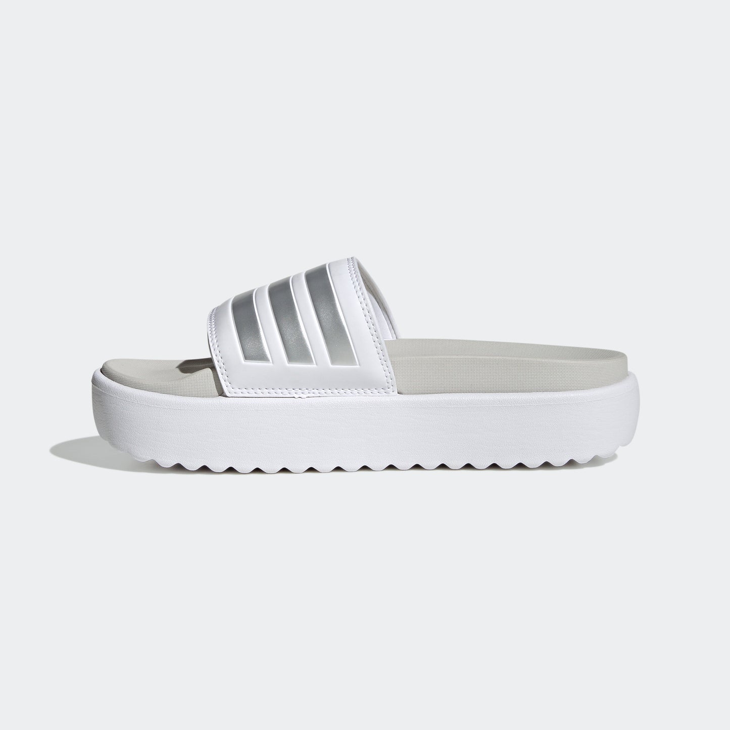Adilette Platform Slides (White / Metallic)