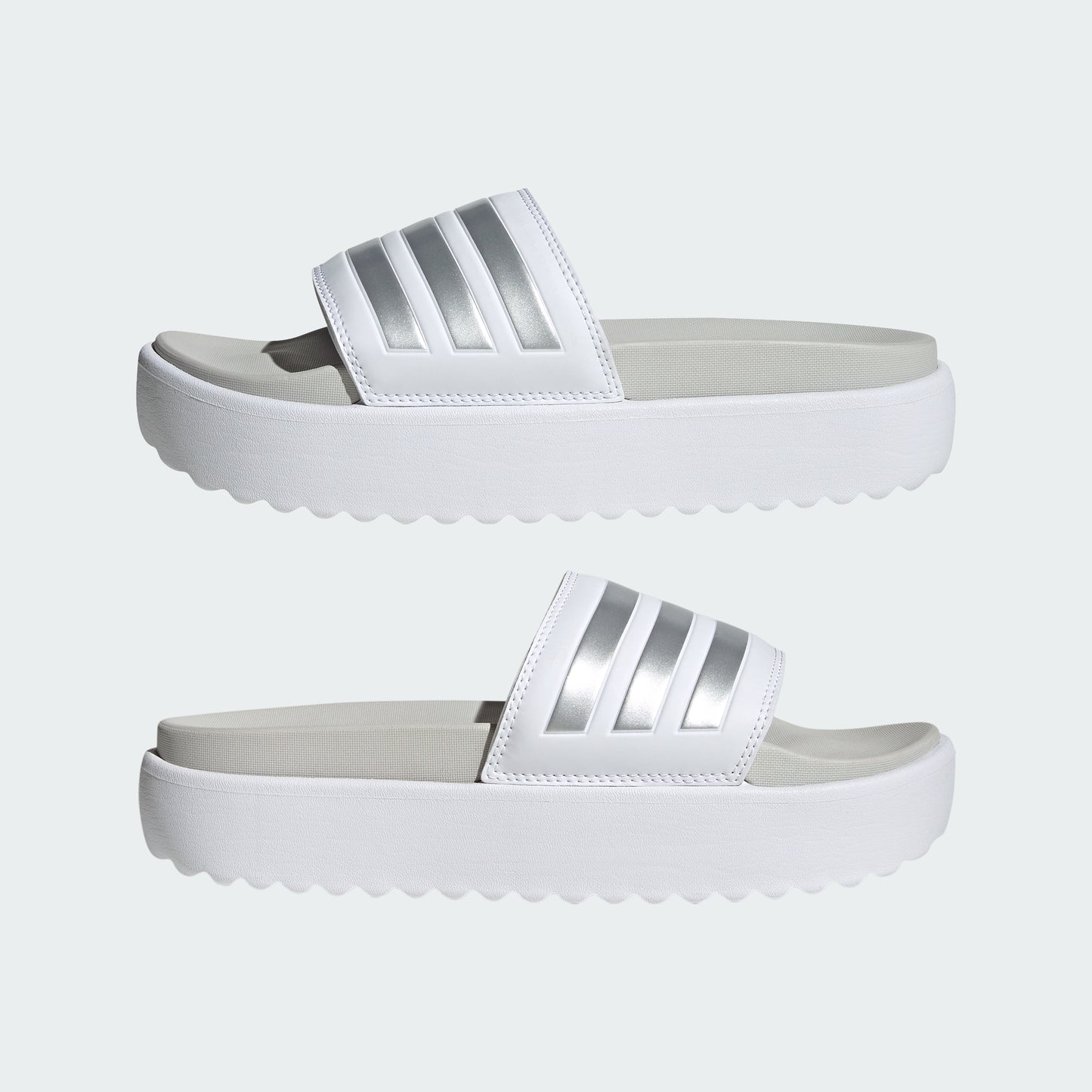 Adilette Platform Slides (White / Metallic)