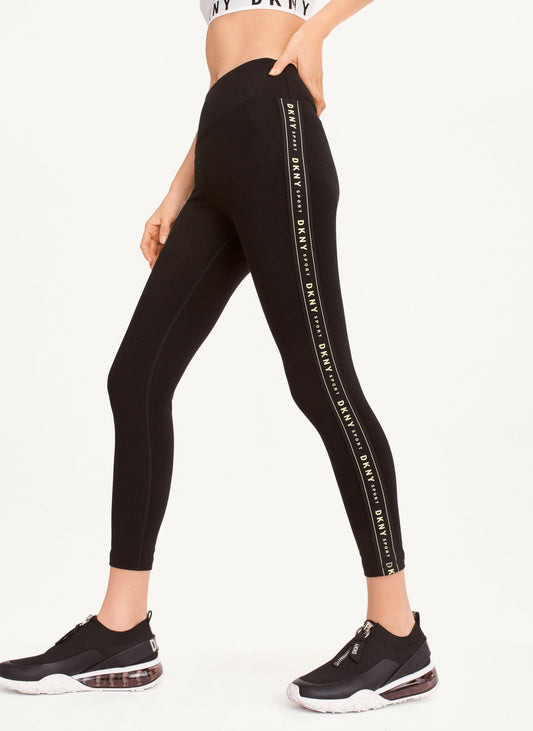 High Waisted Logo Taping Leggings (Black)