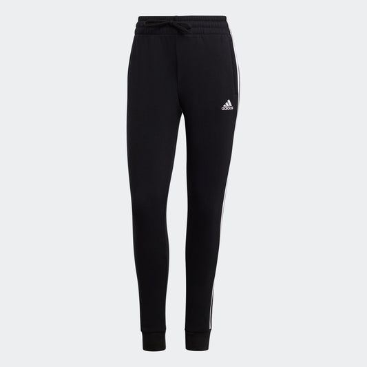 Essentials 3-Stripes Fleece Pants (Black / White)