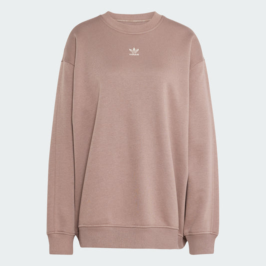 Essentials Fleece Long Oversized Crew Sweatshirt (Trace Brown)