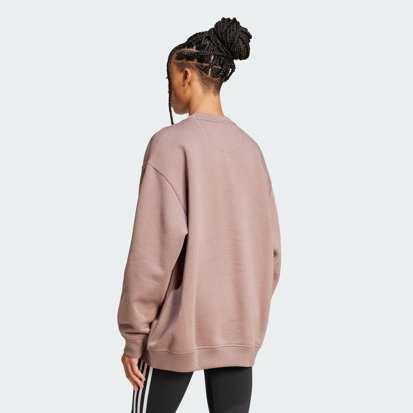 Essentials Fleece Long Oversized Crew Sweatshirt (Trace Brown)