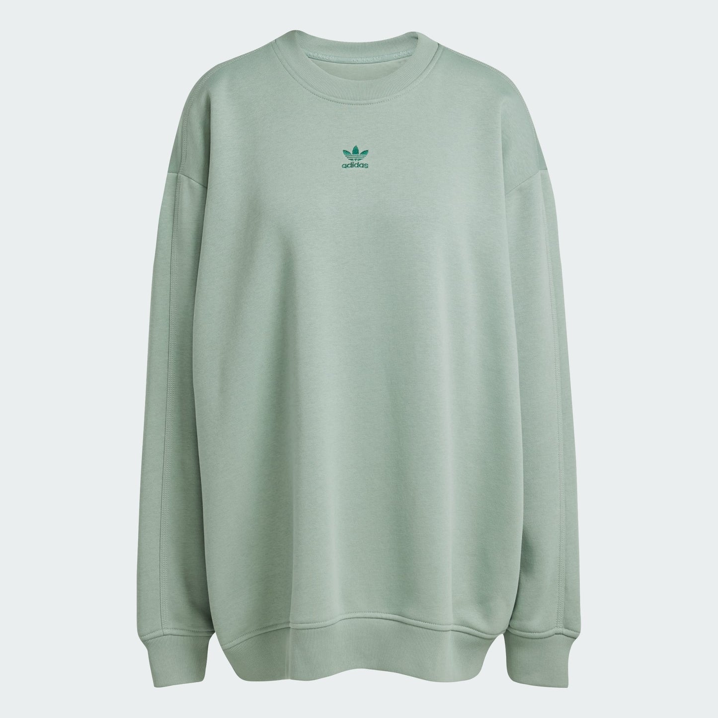 Essentials Fleece Long Oversized Crew Sweatshirt (Silver Green)