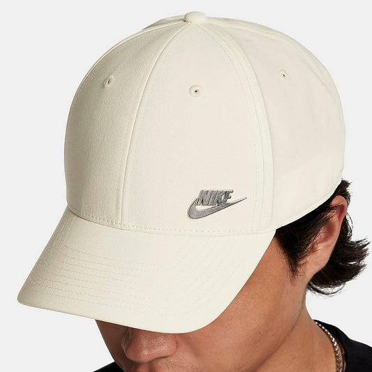 Structured Metal Logo Strapback Hat (Coconut Milk / Metallic Silver)
