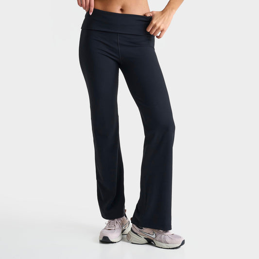 Dri-FIT High-Waisted Fold-Over Flare Leggings (Black)