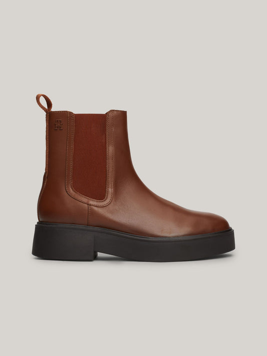 Monogram Leather Chelsea Boot (Brown)