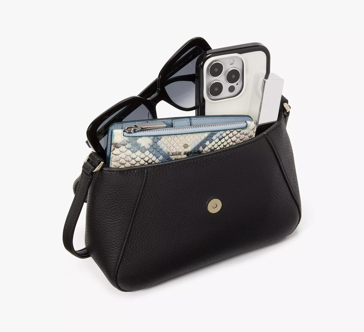Monica Small Flap Crossbody (Black)