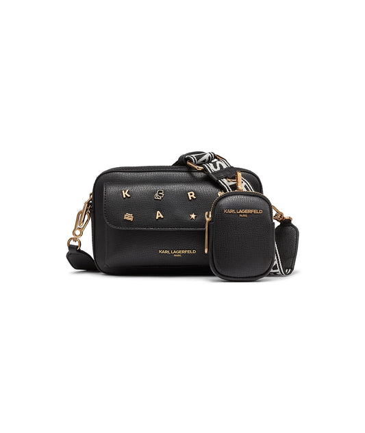 Maybelle Camera Crossbody (Black / Gold)