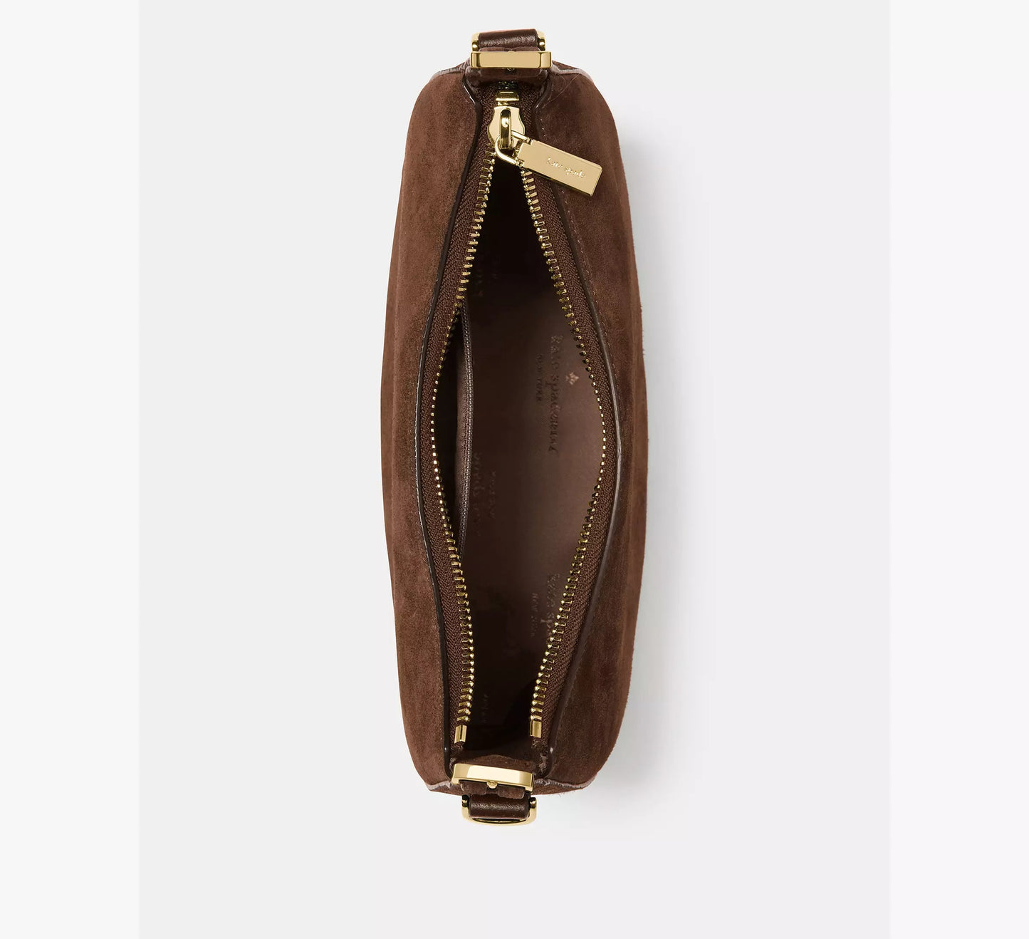 Nova Suede Small Crescent Shoulder Bag (Hot Fudge)